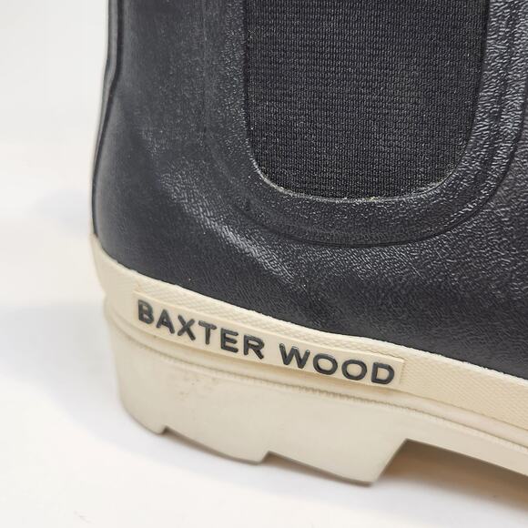 Baxter Wood Havea Black White Sole Chelsea Rain Boot Womens 10 Ankle Pull On - Picture 2 of 10
